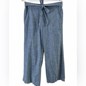 J Crew Denim Crop Straight Leg Dress Pants With Tie Front Size
